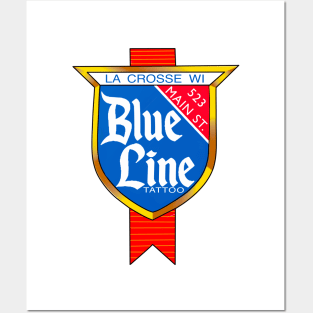 Blue Line Tattoo Beer Style logo Posters and Art